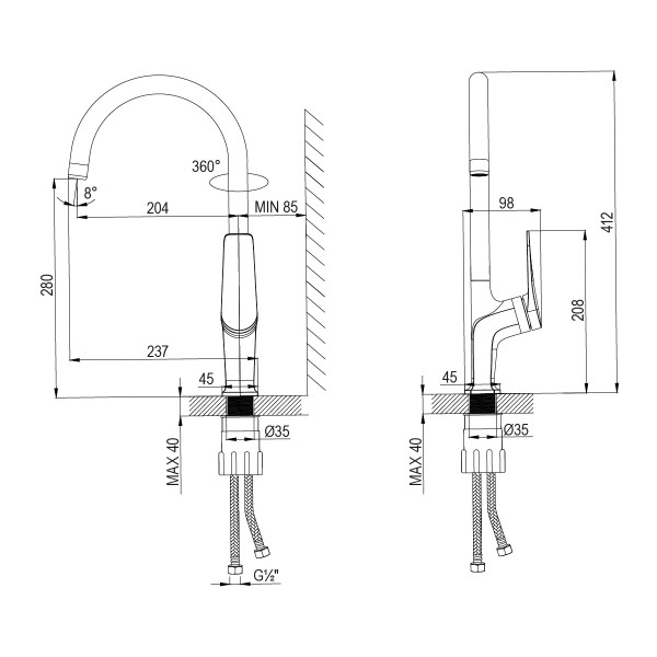 Смеситель для кухни lemark Bronx графит (LM3705GM)