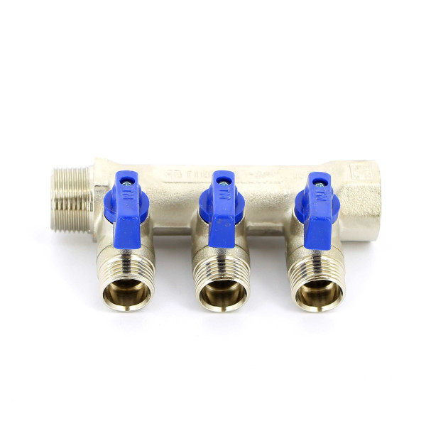 Коллектор с шаровыми кранами Tiemme NINO 3 выхода 3/4*1/2"(16) (никель) (1820003) Коллектор с шаровыми кранами Tiemme NINO 3 выхода 3/4*1/2"(16) (никель) (1820003)