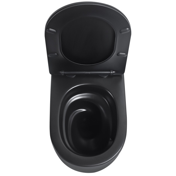 Унитаз подвесной Abber Bequem безободковый, смыв торнадо черный матовый (AC1104TMB)