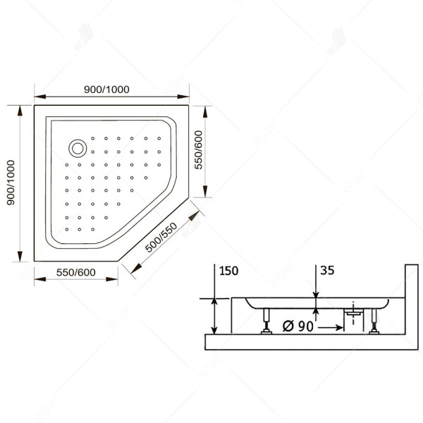 Душевой поддон RGW LUX/TN-TR 100x100 белый (16180500-41) Душевой поддон RGW LUX/TN-TR 100x100 белый (16180500-41)