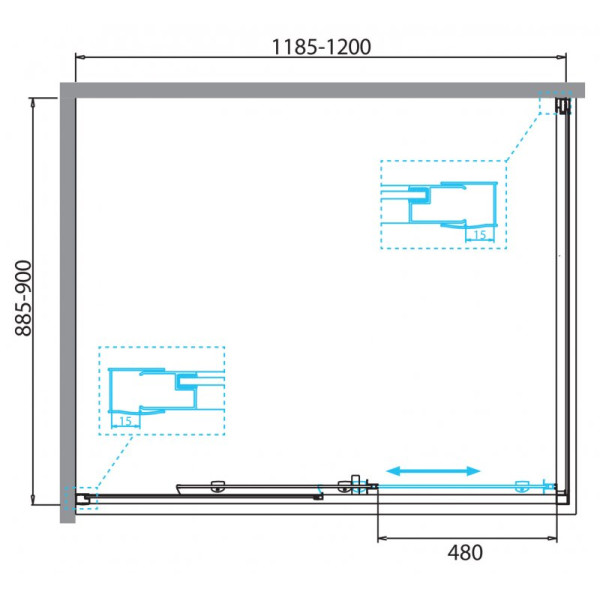 Душевой уголок BelBagno DUE 120x90 стекло прозрачное, профиль хром (DUE-AH-1-120/90-C-CR)