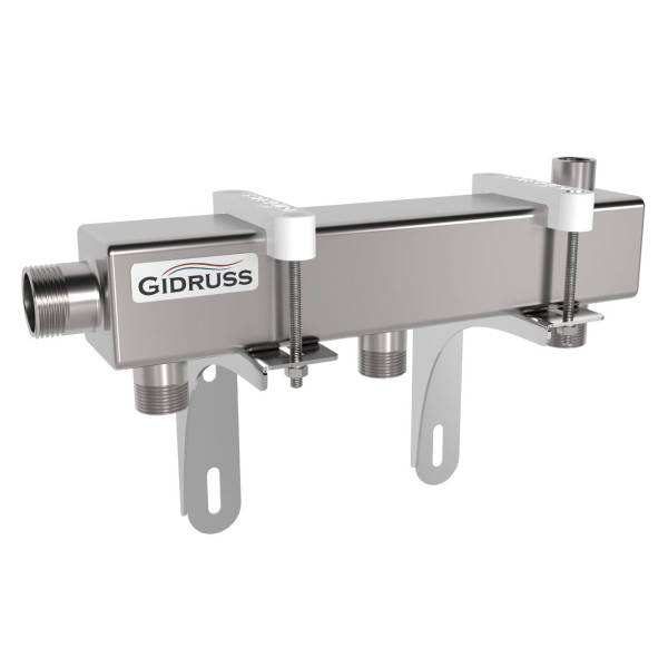 Коллектор распределительный Gidruss DMSS-25-20x3 (магистральное подкл. G 1", 3 контура G 3/4", воздухоотвод. Rp 1/2", нерж ст.) (1G 00323 17)