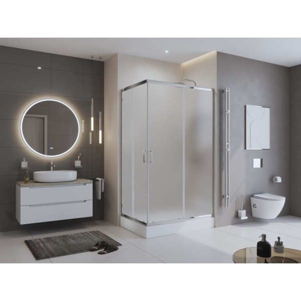 Душевой уголок BelBagno Uno-195 100x80x195 стекло матовое, профиль хром (UNO-195-AH-2-100/80-P-Cr) Душевой уголок BelBagno Uno-195 100x80x195 стекло матовое, профиль хром (UNO-195-AH-2-100/80-P-Cr)