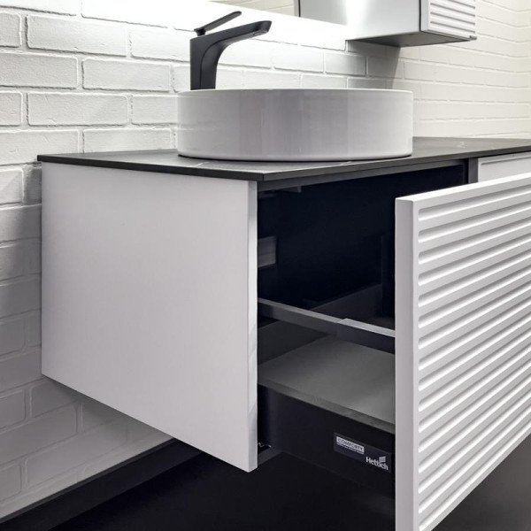 Тумба подвесная Comforty Геленджик 1200x500x525 белый матовый/калакатта Блэк (00-00018707)