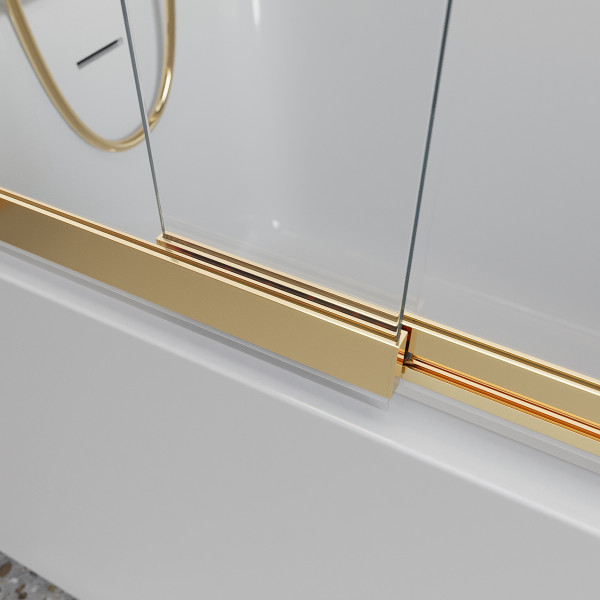 Душевая шторка для ванны BelBagno Luce 100x145 стекло прозрачное, профиль золото глянцевое (LUCE-VF-11-100/145-C-ORO) Душевая шторка для ванны BelBagno Luce 100x145 стекло прозрачное, профиль золото глянцевое (LUCE-VF-11-100/145-C-ORO)