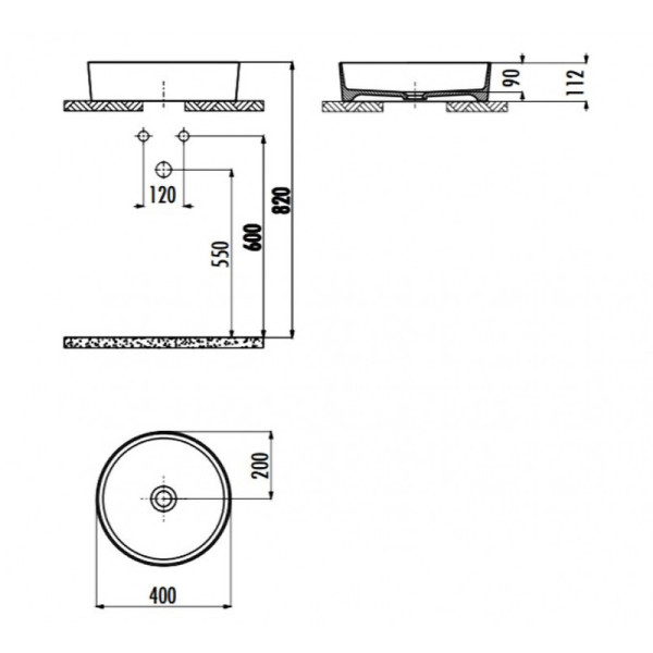 Раковина накладная Creavit Loop 40x40 белая (LP140-00BR00E-0000)
