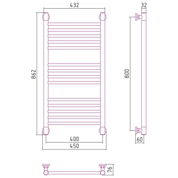 Полотенцесушитель водяной Сунержа Богема+ прямая 800х400 хром (00-0220-8040) Полотенцесушитель водяной Сунержа Богема+ прямая 800х400 хром (00-0220-8040)