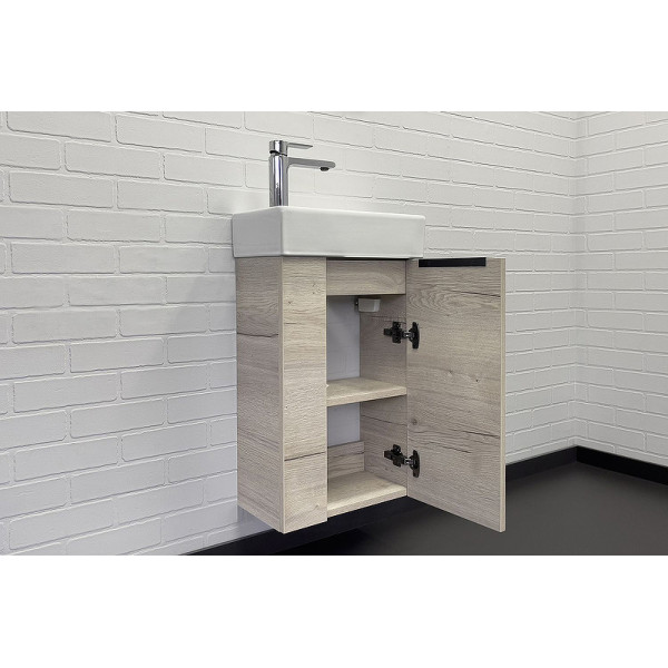 Тумба подвесная с раковиной Comforty Асти 400x220x700 дуб дымчатый (00-00013798)