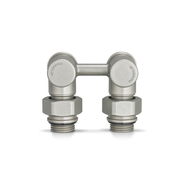 Фитинг двойной угловой со встроенным шаровым краном 1/2"х3/4"(18)ЕК Varmega VMDV20 (серый) (VMDV20-300415)