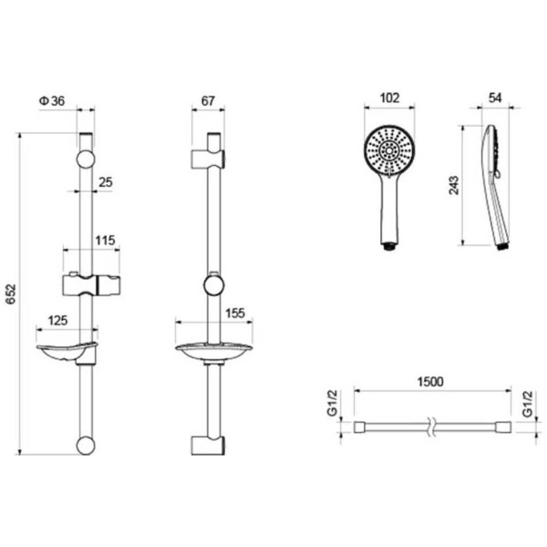 Душевой гарнитур Aquatek Бетта хром (AQ2015CR)