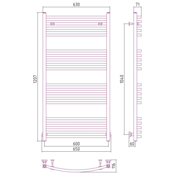 Полотенцесушитель водяной Сунержа Аркус 1200х600 золотой (03-0251-1260)