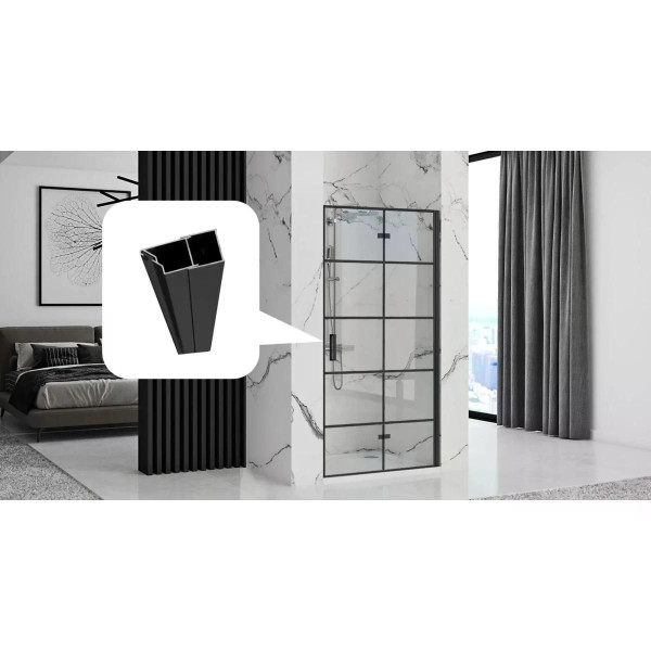 Душевая дверь Rea Molier 80x190 Black стекло прозрачное, профиль черный (REA-K8537+K6395)