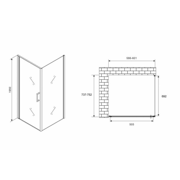 Душевой уголок Abber Sonnenstrand 75x60 стекло матовое, профиль профиль хром (AG04060M-S75M)