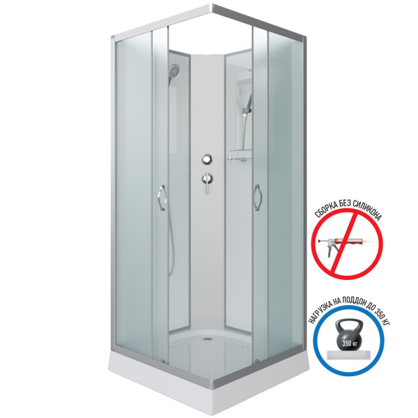 Душевая кабина Classic 90x90 стекло матовое, профиль хром матовый (NG-1101-14BK)