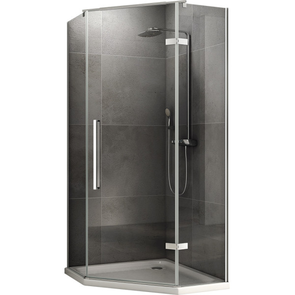 Душевой уголок ABBER Ewiges Wasser 100*100 стекло прозрачное, профиль хром (AG05100)