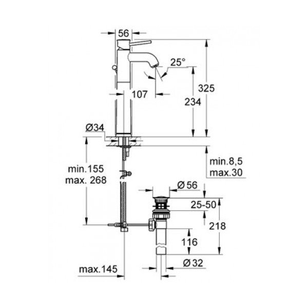 Смеситель для раковины Grohe BauClassic (32868000)