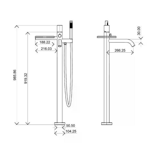 Смеситель напольный Boheme Stick графит с душевым комплектом (129-GM.4)