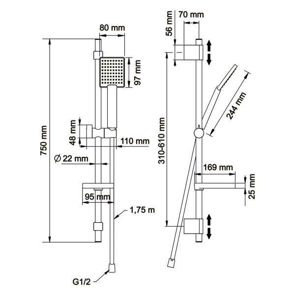 Душевой гарнитур Swedbe Hermes черный (5113B)