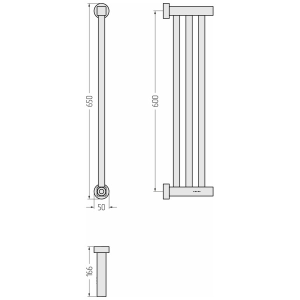 Полотенцесушитель электрический Сунержа Хорда 4.0 600x166 провод снизу матовый белый (30-0834-0600)