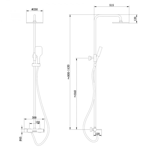 Душевая система Abber Emotion с изливом черный матовый (AF8816BL)