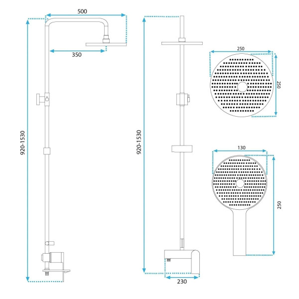 Душевая система с изливом Rea Avalon Gold mat (REA-P2400)