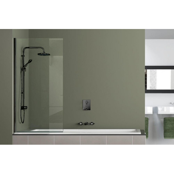 Душевая шторка на ванну Azario Merrit 80х140 стекло прозрачное, профиль черный (AZ-NF6211-1 800 BLACK)