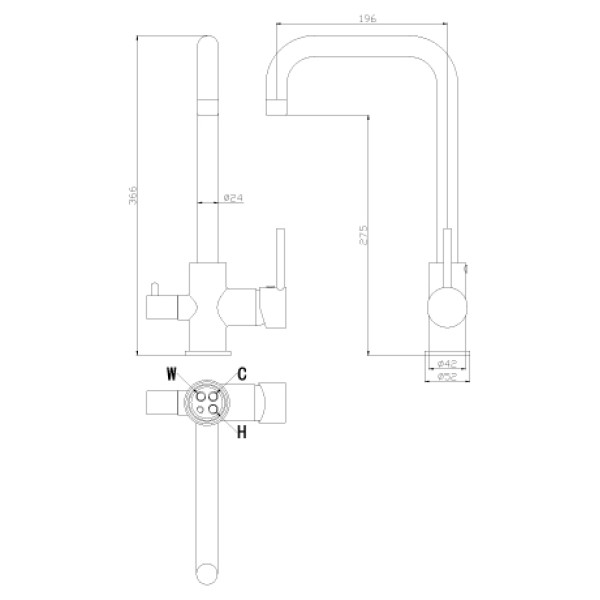 Смеситель для кухни Rossinka Z35-29 с переключателем на фильтр (Z35-29)