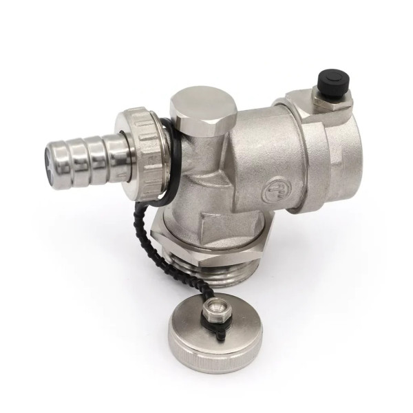 Тройник коллекторный в сборе 1" Vieir (тройник, воздухоотводчик, дренажный кран) (VR165)