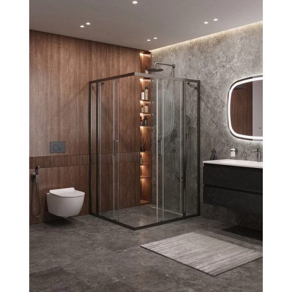 Душевой уголок Cezares Molveno 130x120x195 стекло прозрачное, профиль оружейная сталь (MOLVENO-AH-22-130/120-C-GM-IV)