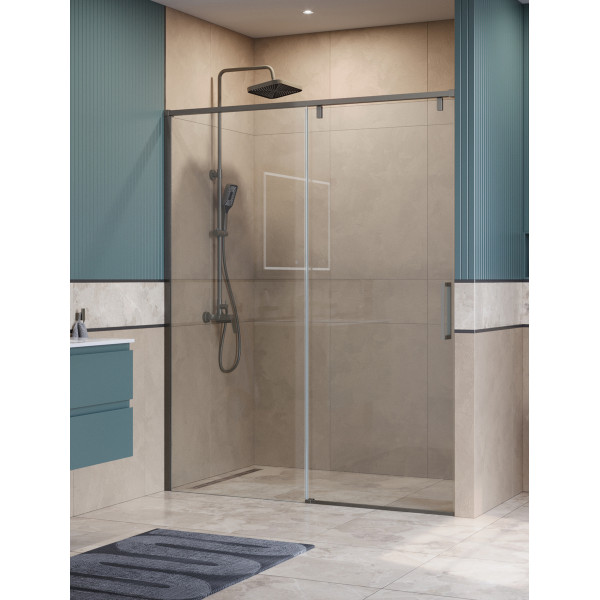 Душевая дверь BelBagno Soft Close-1 160x200 стекло прозрачное, профиль оружейная сталь матовая (SOFT_CLOSE-1-BF-1-160-C-GM)