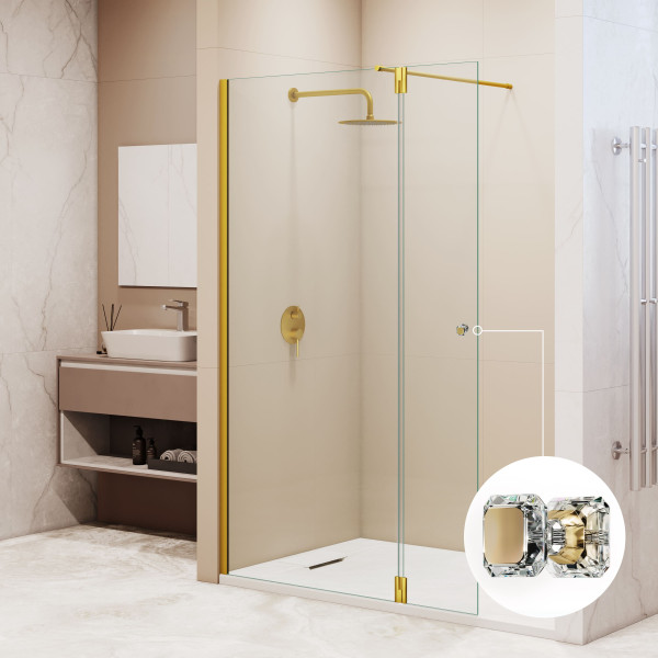 Душевая перегородка RGW WA-054Gb (WA-010Gb + Z-072Gb) 700 стекло прозрачное, профиль золото BRUSH (351005473-16)