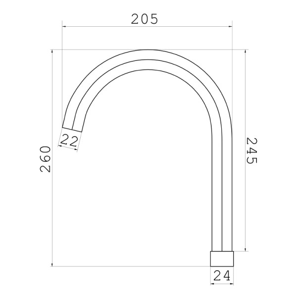 Излив Melodia для кухонного смесителя R-образный люкс с аэратором 25,5см (MKP20667P)