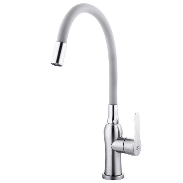 Смеситель для кухни Fashun с гибким изливом сатин/серый (A54801-12)