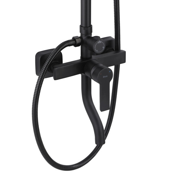 Душевая система с изливом Rea Argus Black mat (REA-P2389)
