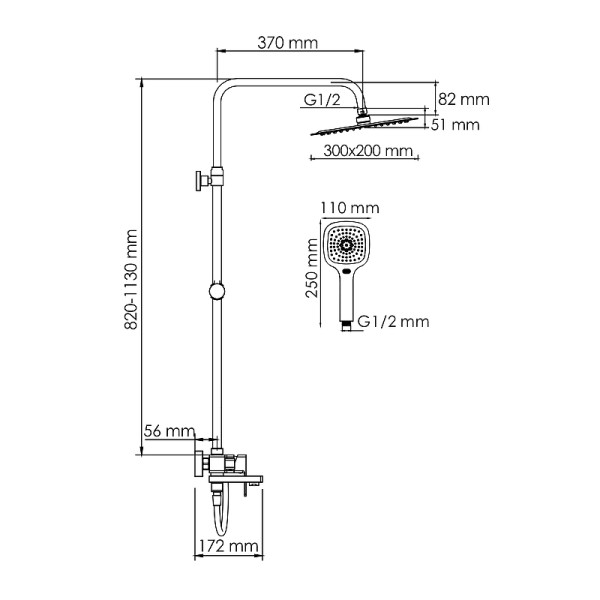 Душевая система WasserKRAFT хром (A177.069.065.087.CH)