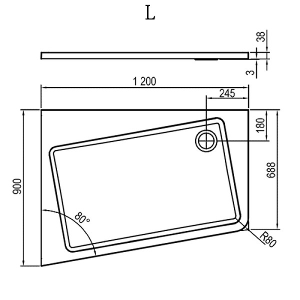 Душевой поддон Ravak 10° 90x120x380 белый (XA25G70101L) Душевой поддон Ravak 10° 90x120x380 белый (XA25G70101L)