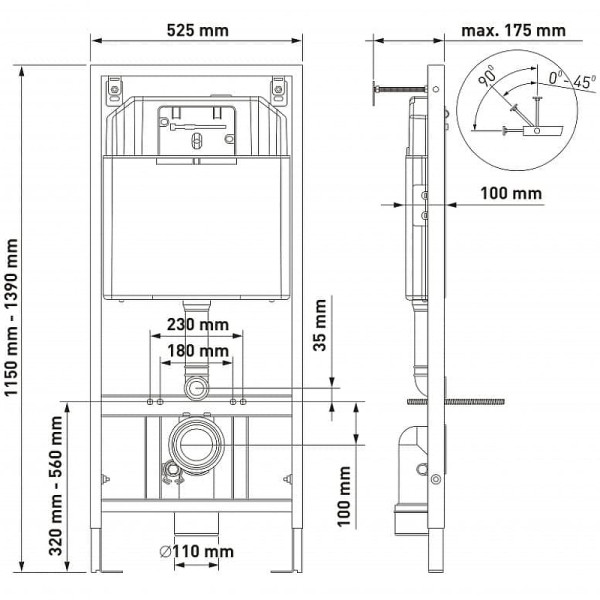 Комплект инсталляция с унитазом Berges Novum c с кнопкой F5 черная SoftTouch, унитаз Strati Rimless, сидение Strati Slim SO (042451)