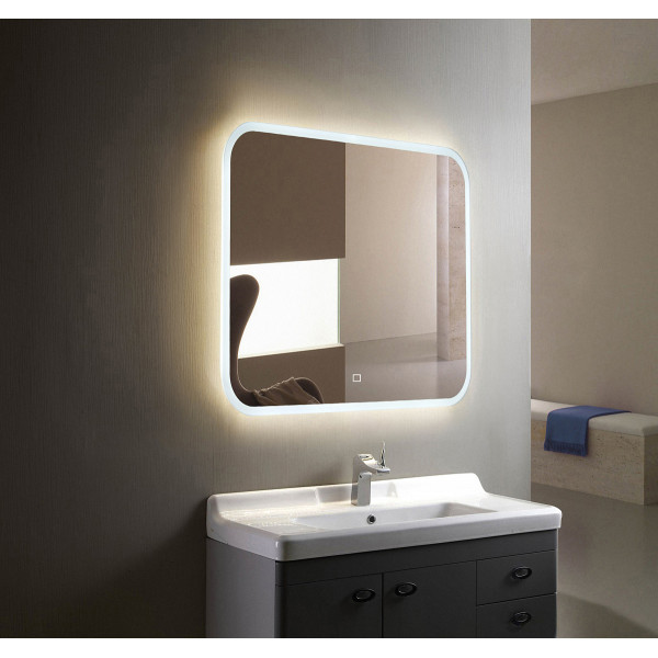 Зеркало Azario Стив 800х680 c подсветкой и диммером, сенсор выкл+подогрев+часы (ФР-00001353)