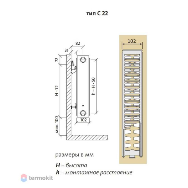 Радиатор стальной Purmo 500*500 22 C Compact боковое подключение (C 22-500-0500)