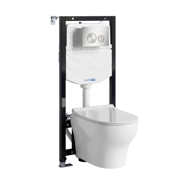 Комплект инсталляция с унитазом WasserKRAFT Aller с клавишей смыва золото матовое c сиденьем дюропласт (10TLT.010.ME.BN02.H001)