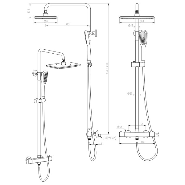 Душевые системы Lemark Ursus черный (LM7270BL)