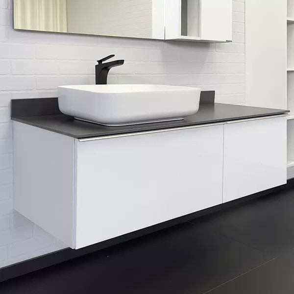 Тумба подвесная с раковиной Comforty Милан 1200x520x545 белый глянцевый/графит (00-00013784)