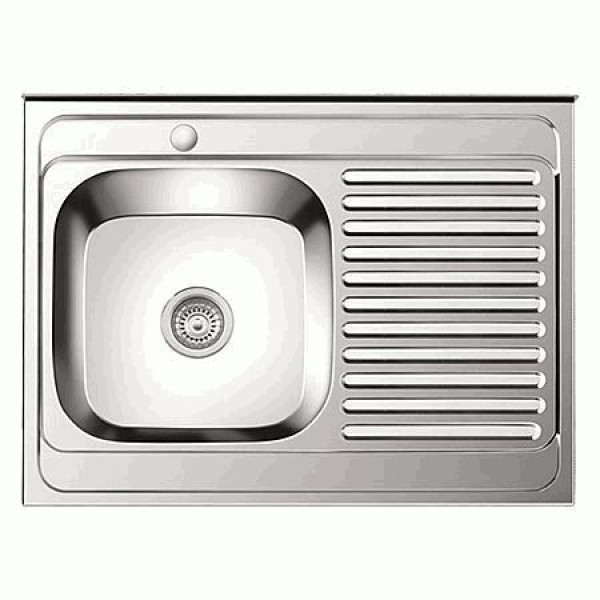 Мойка врезная Ledeme 800x600x180 (0.8мм) выпуск 3 1/2" левая чаша декор (L68060-L) Мойка врезная Ledeme 800x600x180 (0.8мм) выпуск 3 1/2" левая чаша декор (L68060-L)
