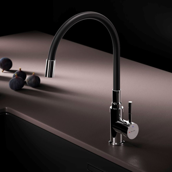 Смеситель для кухни AM.PM X-Joy S с гибким изливом черный/хром (F85B07602) Смеситель для кухни AM.PM X-Joy S с гибким изливом черный/хром (F85B07602)