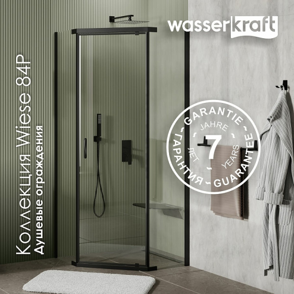 Душевой уголок WasserKRAFT Wiese 84P 100х200х100 стекло прозрачное, профиль черный (84P38) Душевой уголок WasserKRAFT Wiese 84P 100х200х100 стекло прозрачное, профиль черный (84P38)