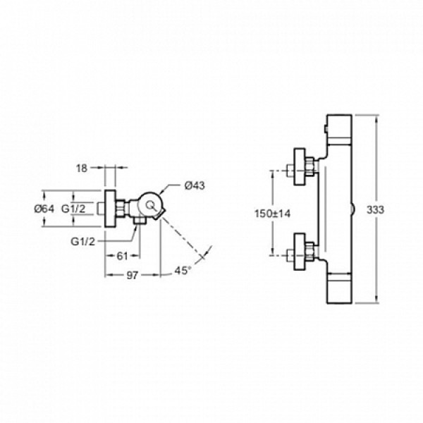 Смеситель для ванны и душа термостатический Jacob Delafon Rivoli хром (E24325-CP) Смеситель для ванны и душа термостатический Jacob Delafon Rivoli хром (E24325-CP)