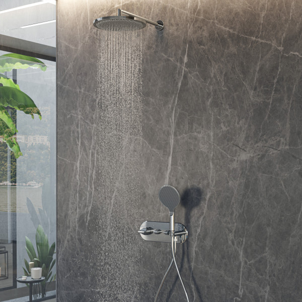 Верхний душ Bossini Apice 280 мм с настенным кронштейном 400 мм хром (H70430I.030)