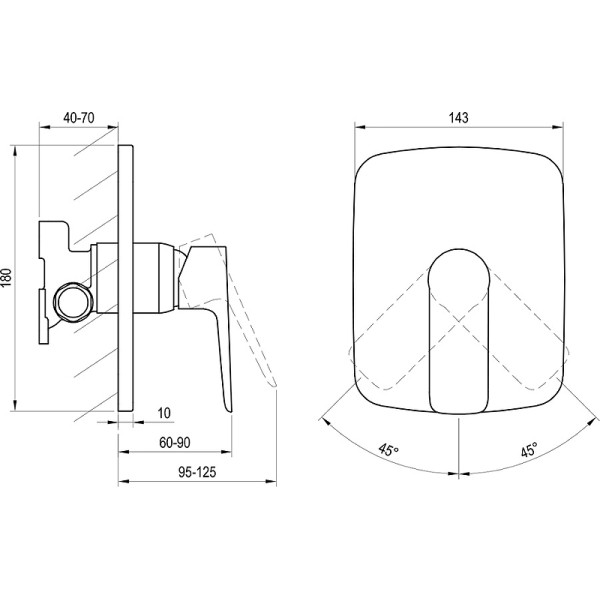 Смеситель для душа Ravak Classic CL 062.00 внешняя часть хром (X070087)