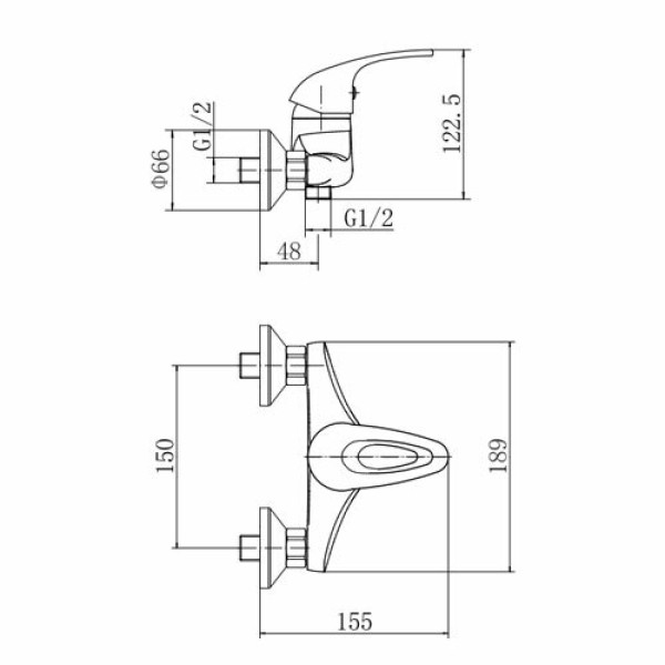 Смеситель для душа Fashun с душевым комплектом хром (A2003)