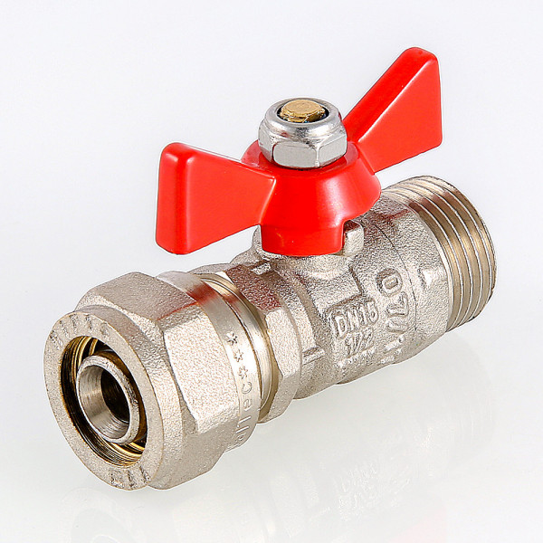 Кран 16х1/2"Н шаровый обжим Valtec (красная бабочка) VT.341.N.1604